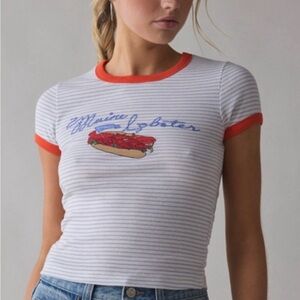 Urban Outfitters-BDG Maine Lobster Roll Graphic Striped Ringer Baby Tee